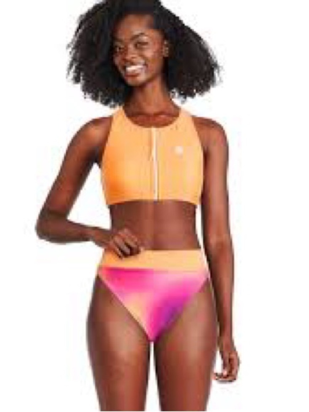 4/$20 Reebok Orange Front-Zip Sports Bathing Suit - Picture 2 of 5